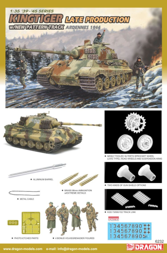 Dragon 1/35 Kingtiger Late Production w/New Pattern Track (Ardennes 1944) [6232]