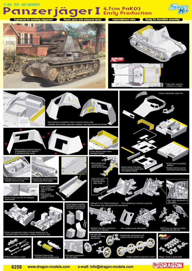 Dragon 1/35 Panzerjager I 4.7cm Early Plastic Model Kit [6258]