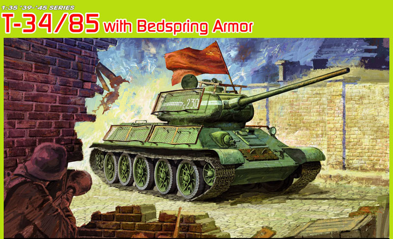 Dragon 1/35 T-34/85 w/Bedspring Armor Plastic Model Kit