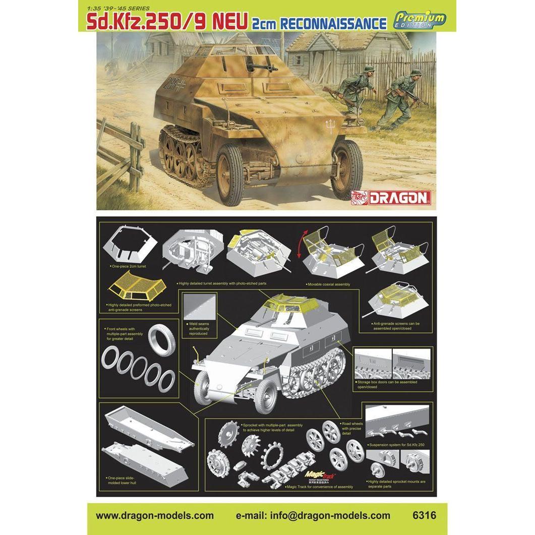 Dragon 1/35 Sd.Kfz.250/9 2cm Recon (Premium) Plastic Model Kit