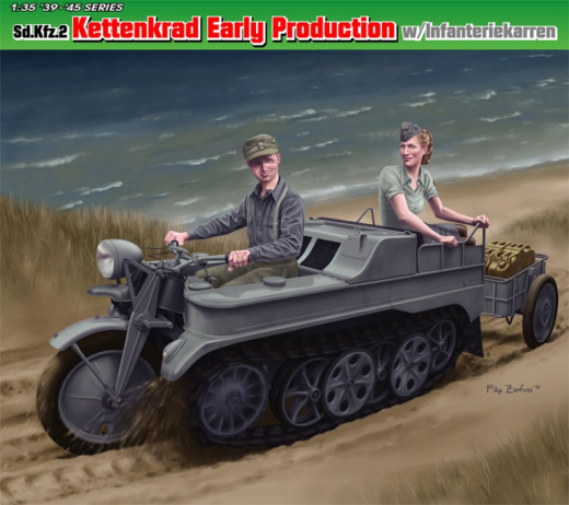 Dragon 1/35 Sd.Kfz.2 Kettenkrad Early Production w/Infanteriekarren [6341]