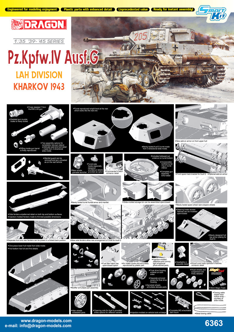 Dragon 1/35 Pz.Kpfw.IV Ausf.G LAH DIVISION KHARKOV 1943 (SMART KIT) [6363]