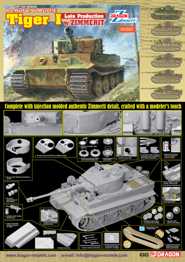 Dragon 1/35 Pz.Kpfw.VI Ausf.E Tiger I Late Production w/ Zimmerit [6383]