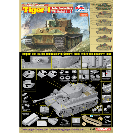 Dragon 1/35 Pz.Kpfw.VI Ausf.E Tiger I Late Production w/ Zimmerit [6383]