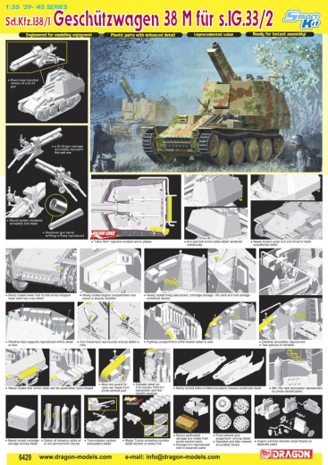 Dragon 1/35 Sd.Kfz.138/1 Geschutzwagen 38 M fur s.IG.33/2 Plastic Model Kit [6429]