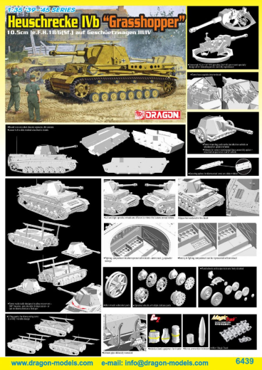 Dragon 1/35 HEUSCHRECKE IVb "GRASSHOPPER" 10.5cm le.F.H.18/6(Sf.) auf GESCHÃœETZWAGEN III/IV [6439]