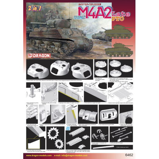 Dragon 1/35 USMC M4A2(W) Late Production PTO Plastic Model Kit