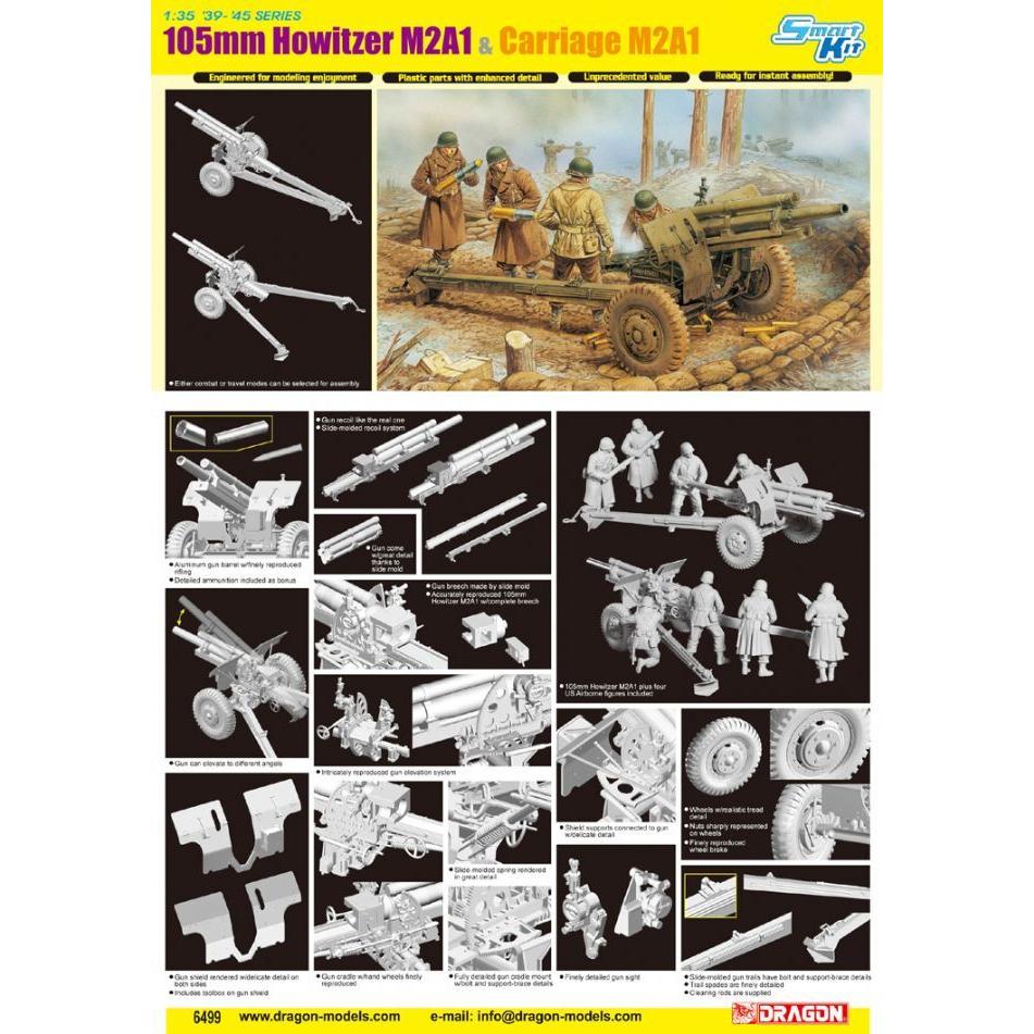 Dragon 1/35 105mm HOWITZER M2A1 & CARRIAGE M2A1 (SMART KIT) [6499]