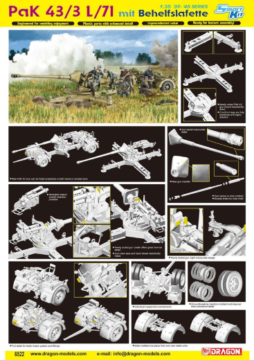 Dragon 1/35 PaK 43/3 L/71 mit BEHELFSLAFETTE [6522]