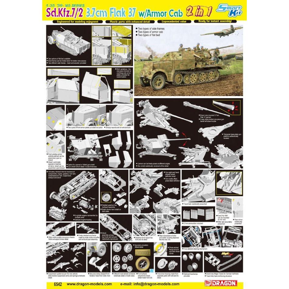 Dragon 1/35 Sd.Kfz.7/2 3.7cm Flak 37 w/Armor Cab Plastic Model Kit [6542]