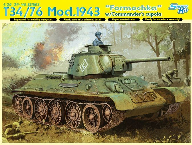 Dragon 1/35 T-34/76 MOD.1943 "FORMOCHKA" w/COMMANDER'S CUPOLA (SMART KIT) [6603]