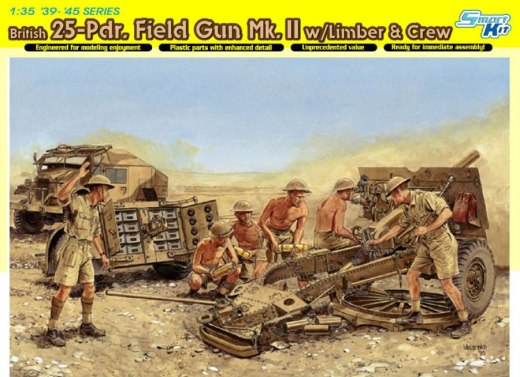 Dragon 1/35 BRITISH 25-Pdr. FIELD GUN Mk.II w/LIMBER & CREW (SMART KIT) [6675]