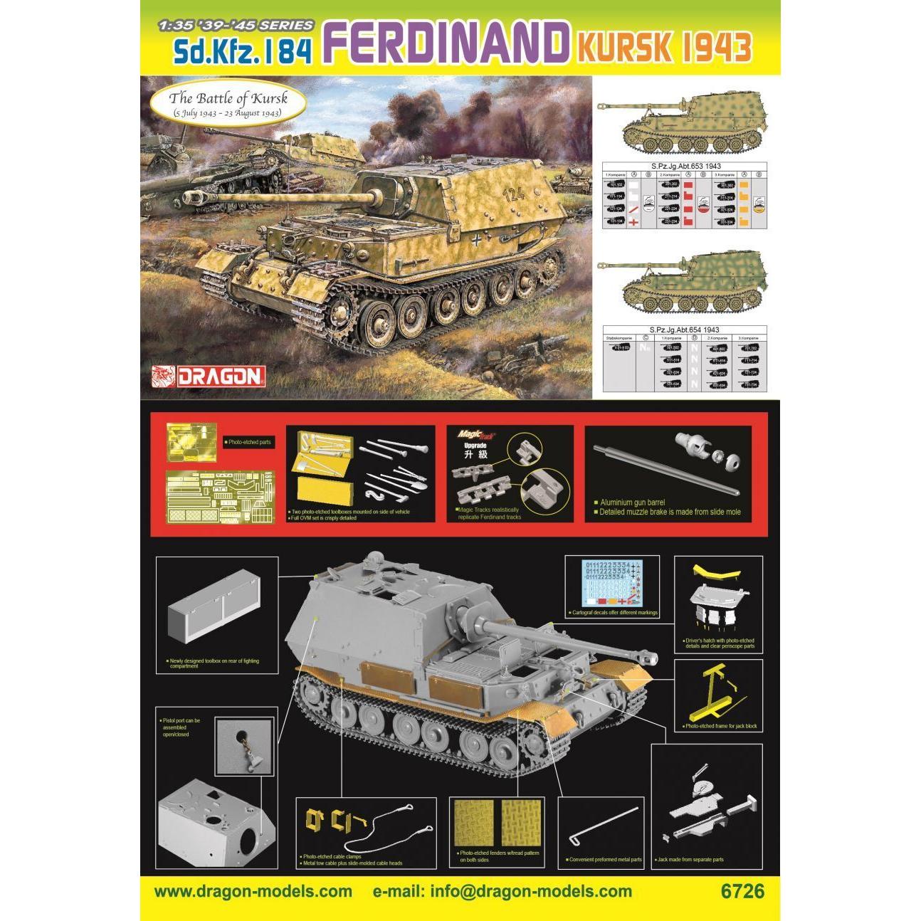 Dragon 1/35 Sd.Kfz.184 Ferdinand Kursk 1943 Plastic Model Kit