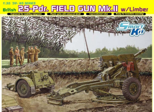 Dragon 1/35 BRITISH 25-Pdr. FIELD GUN Mk.II w/LIMBER (SMART KIT) [6774]