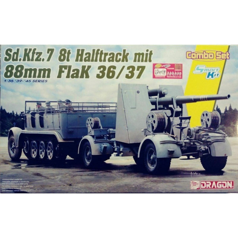 Dragon 1/35 Sd.Kfz.7 8(t) Halftrack + 88mm FlaK 36/37 Plastic Model Kit [6948]