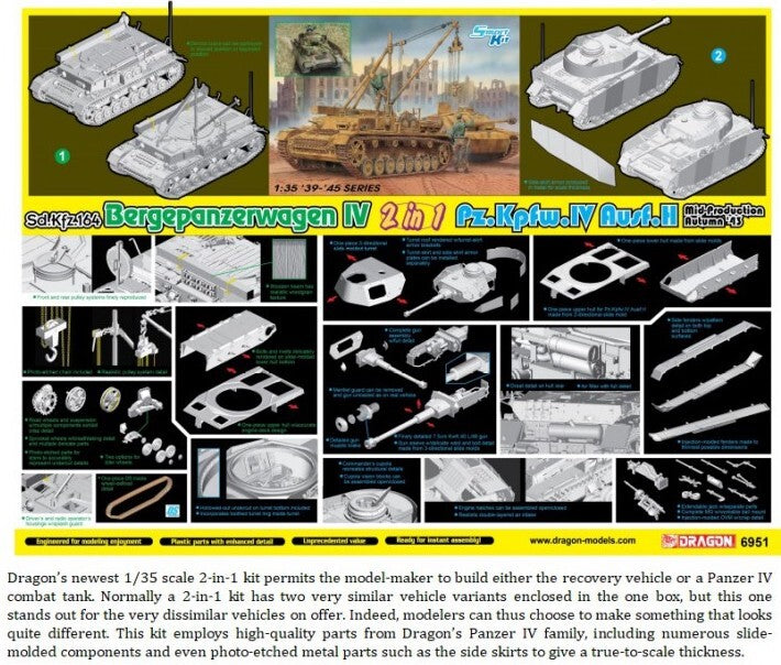 Dragon 1/35 Bergepanzer IV / Pz.IV H (2 in 1) Plastic Model Kit [6951]