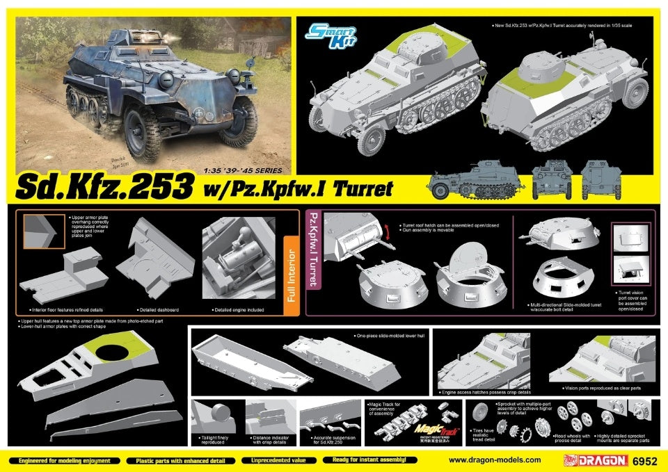 Dragon 1/35 Sd.Kfz.253 w/Panzer I Turret Plastic Model Kit