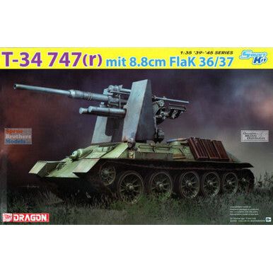 Dragon 1/35 T-34 747(r) mit 8.8cm FlaK 36/37 Plastic Model Kit