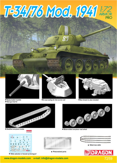 Dragon 1/72 T-34/76 Mod. 1941 Plastic Model Kit [7259]