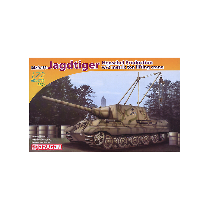 Dragon 1/72 Sd.Kfz.186 Jagdtiger Henschel Production w/2 Metric Ton Lifting Crane Model Kit [7345]