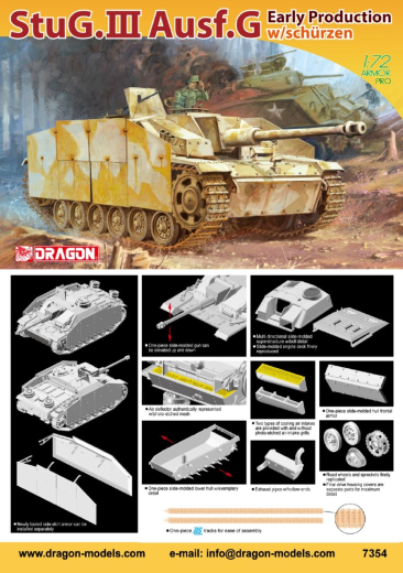 Dragon 1/72 Stug.III Ausf.G Early W/Schurzen Plastic Model Kit