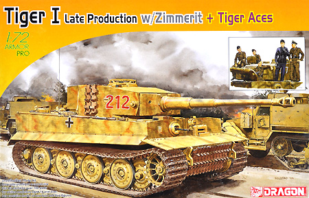 Dragon 1/72 TIGER I LATE PRODUCTION w/ZIMMERIT + TIGER ACES [7440]