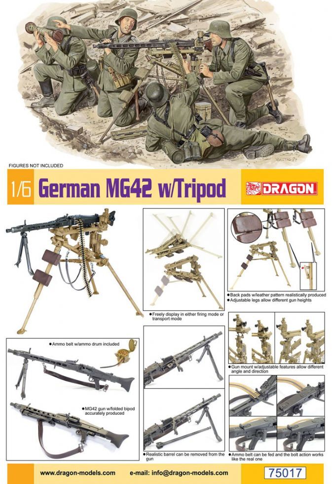 Dragon 1/6 German MG42 w/Tripod Plastic Model Kit