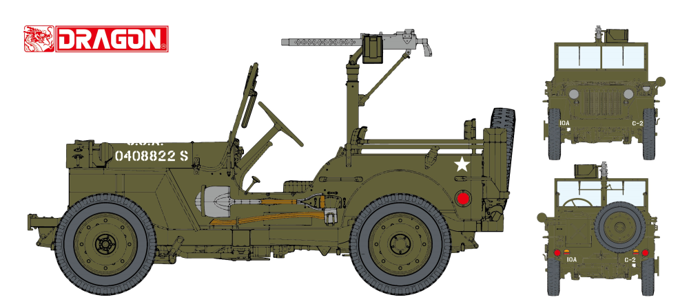 Dragon 1/6 U.S. 1/4-Ton 4x4 Truck w/.30-cal Machine Gun Plastic Model Kit [75050]