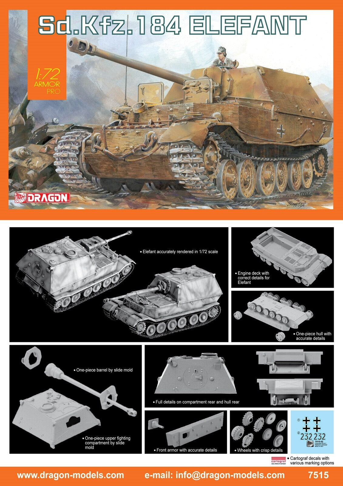 Dragon 1/72 Sd.Kfz.184 Elefant Plastic Model Kit [7515]