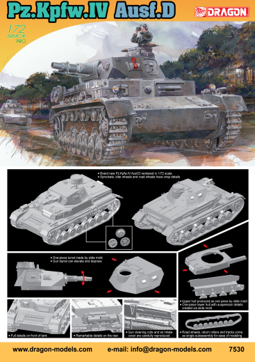 Dragon 1/72 Pz.IV Ausf.D Plastic Model Kit [7530]