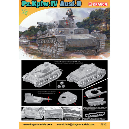 Dragon 1/72 Pz.IV Ausf.D Plastic Model Kit [7530]