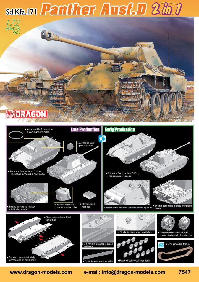 Dragon 1/72 Sd.Kfz.171 Panther Ausf.D (2 in 1) Plastic Model Kit [7547]