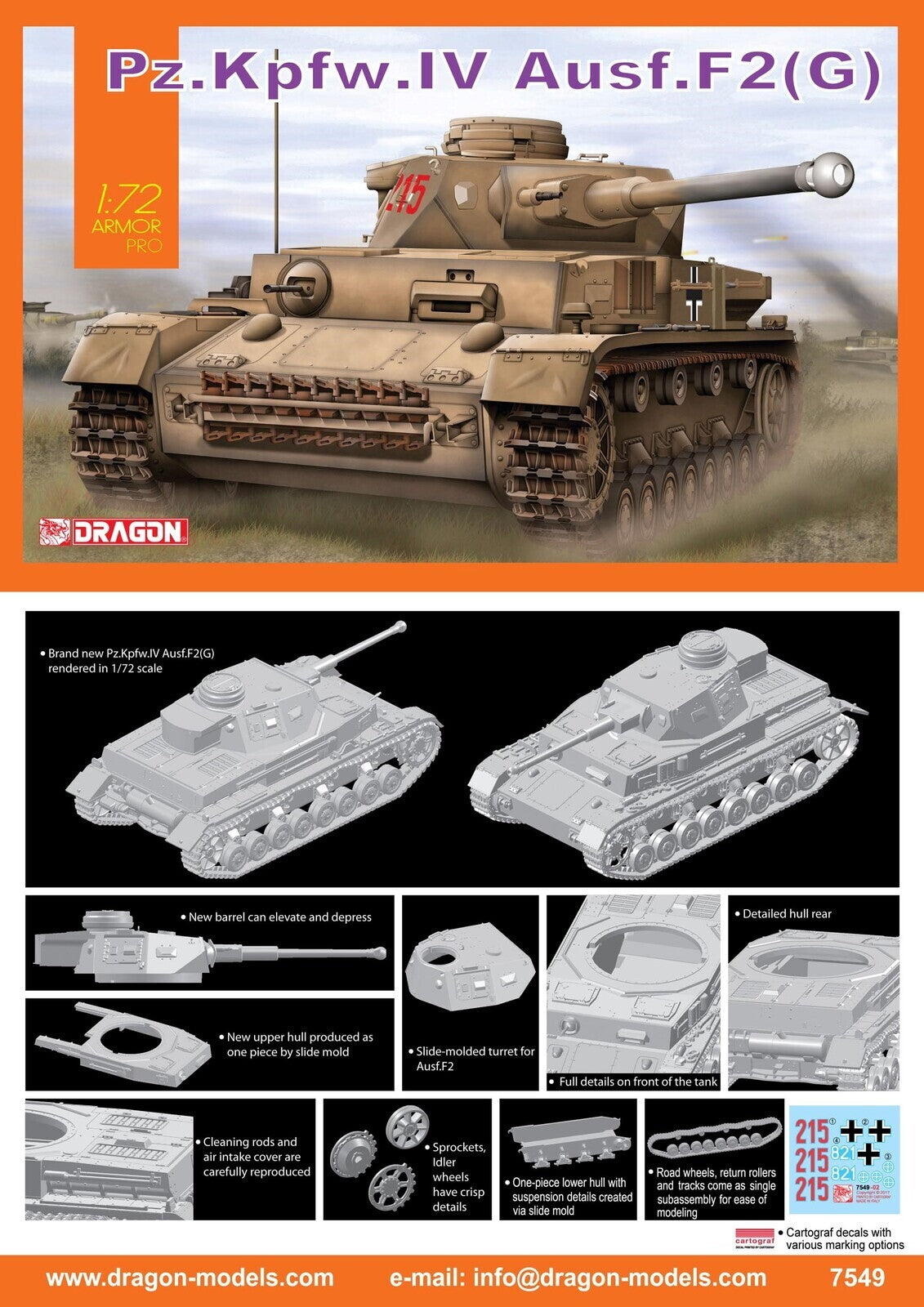 Dragon 1/72 Pz.Kpfw.IV Ausf.F2(G) [7549]