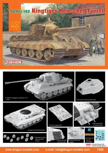 Dragon 1/72 King Tiger Henschel [7558]