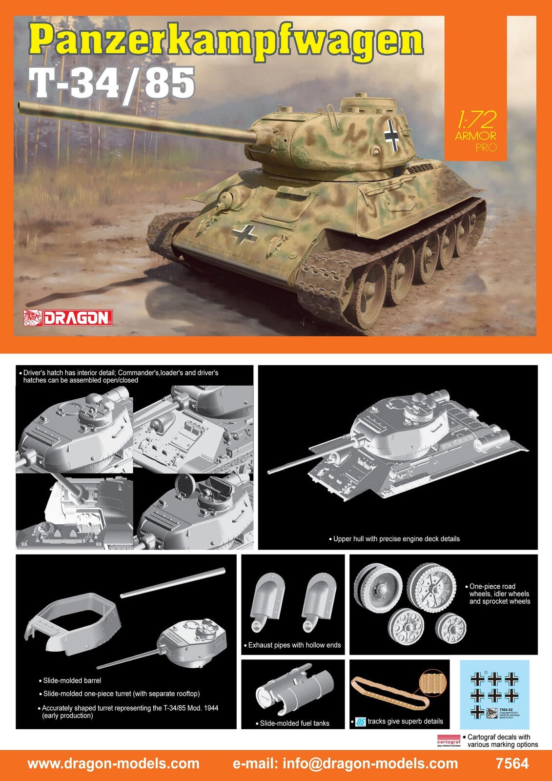 Dragon 1/72 Panzerkampfwagen T-34/85 [7564]