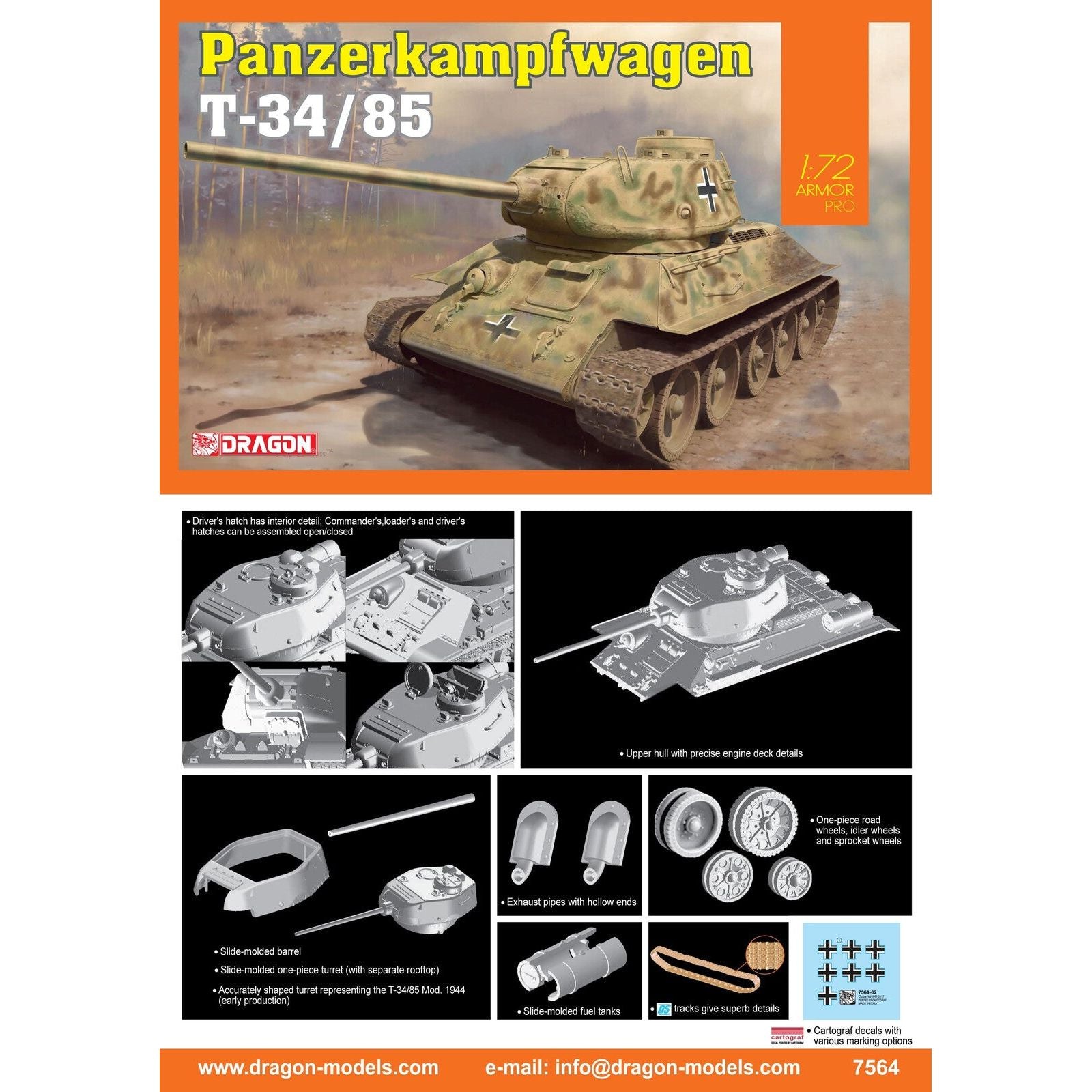 Dragon 1/72 Panzerkampfwagen T-34/85 [7564]