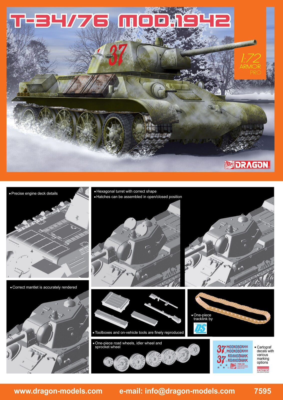 Dragon T-34/76 Mod.1942 Plastic Model Kit [7595]