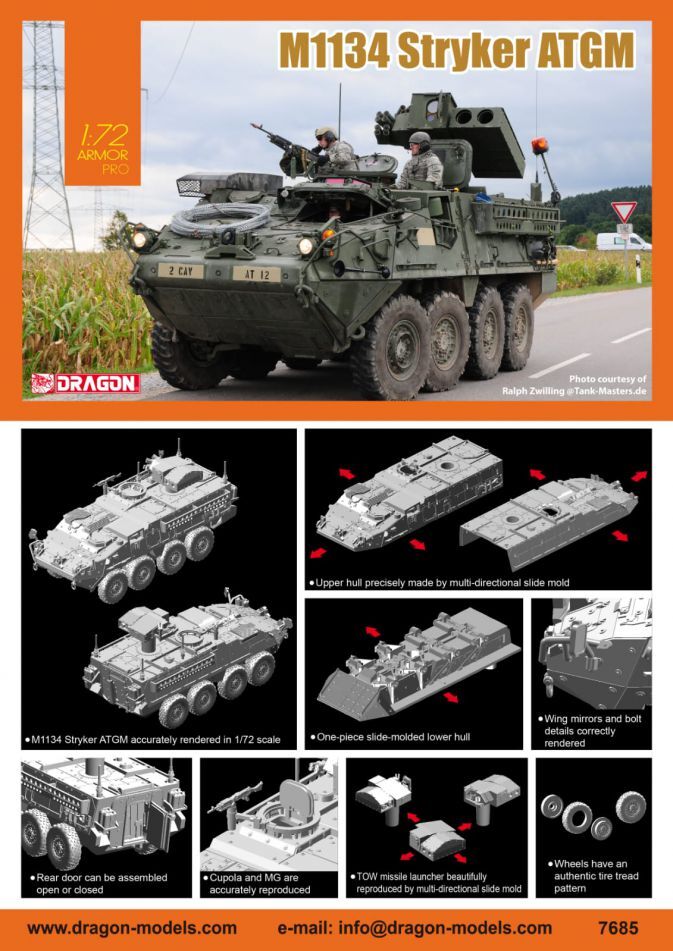 Dragon 1/72 M1134 Stryker ATGM Plastic Model Kit [7685]