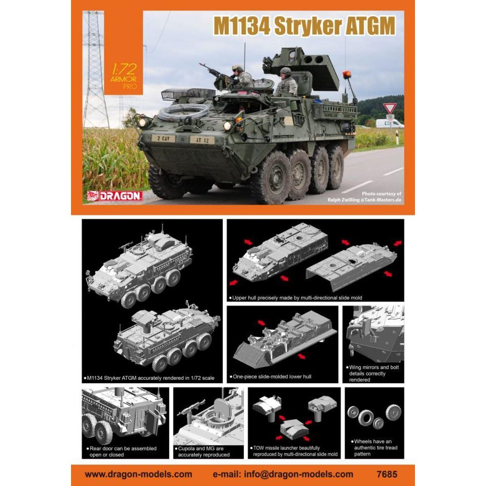 Dragon 1/72 M1134 Stryker ATGM Plastic Model Kit [7685]