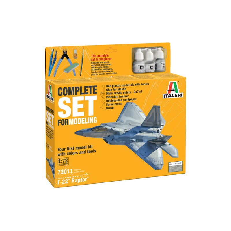 ITALERI 1/72 F-22 Raptor Complete Set - Includes Tools and Paints