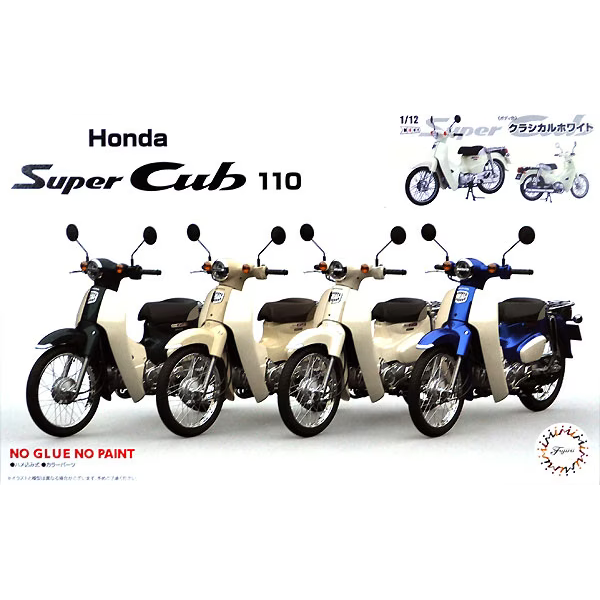 Fujimi 1/12 Honda Super Cub110 (Classical White) (B-NX-No1 EX-2) Plastic Model Kit [14182]