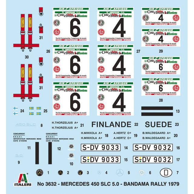 ITALERI 1/24 Mercedes 450 SLC Rallye Bandama 1979