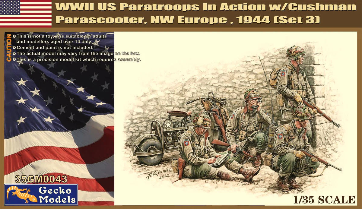 Gecko 1/35 US Paratroops In Action w/M53. (Set 3) Plastic Model Kit