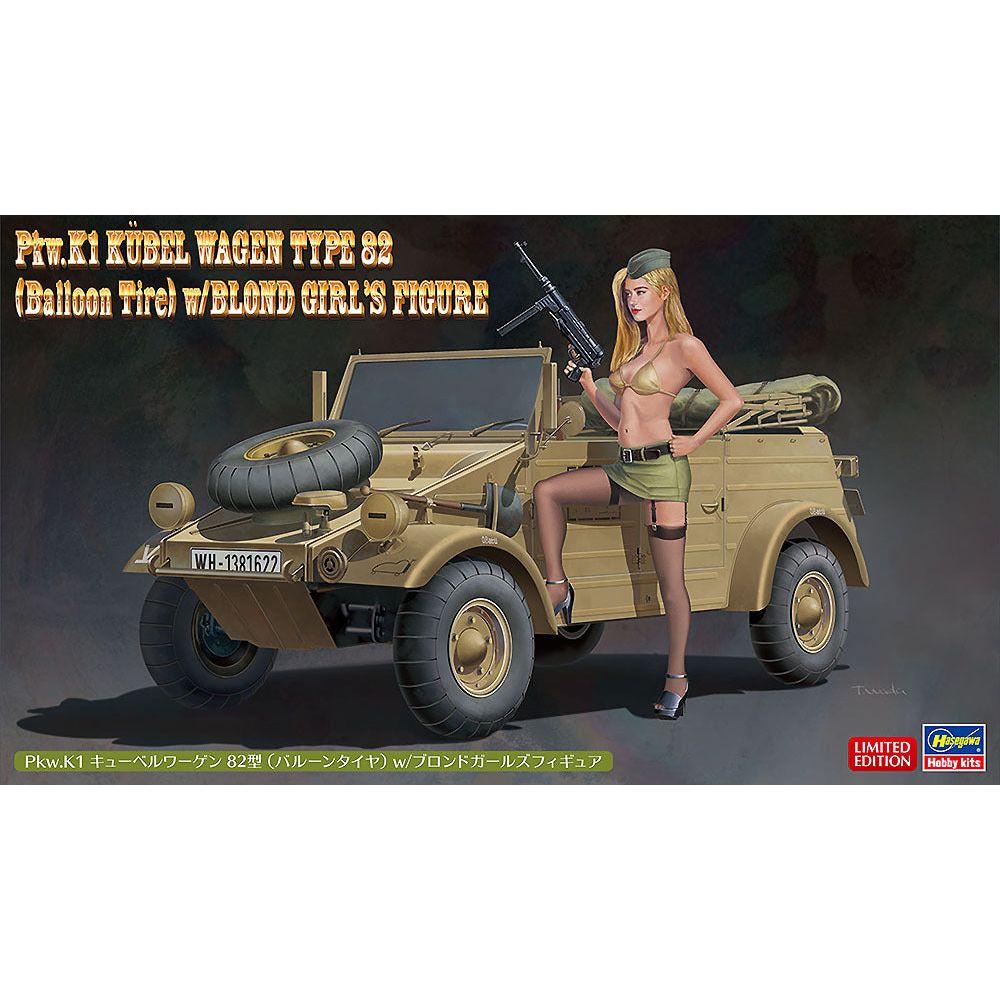 HASEGAWA 1/24 Pkw.K1 Kubelwagen Type 82 (Balloon Tire) with Blond Girl's Figure