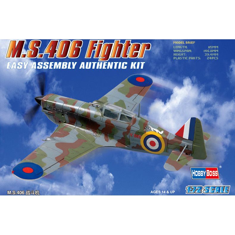 Hobby Boss 1/72 MS.406 Fighter Plastic Model Kit [80235]