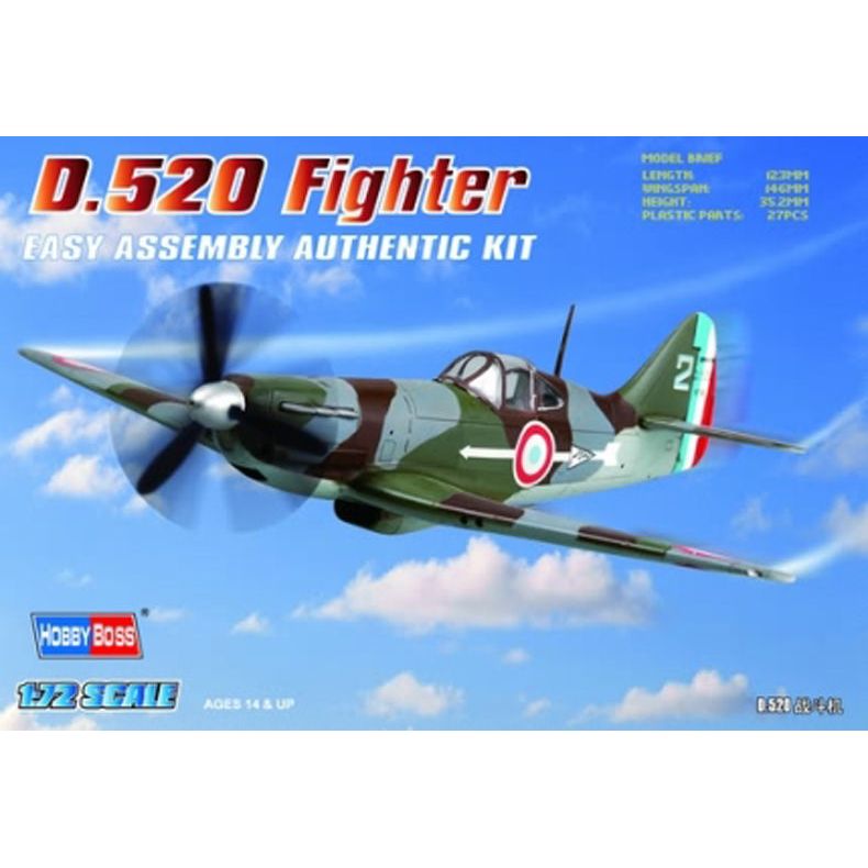 Hobby Boss 1/72 French D.520 Fighter Plastic Model Kit [80237]