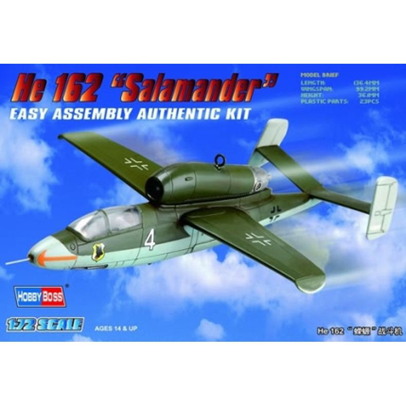 Hobby Boss 1/72 He162 â€œSalamanderâ€ Plastic Model Kit [80239]