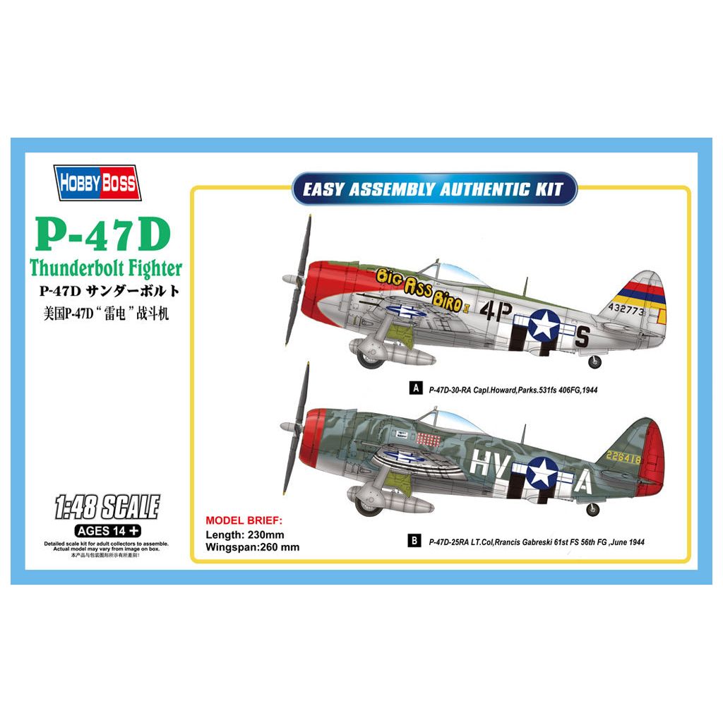 Hobby Boss 1/48 P-47D Thunderbolt Fighter Plastic Model Kit [85804]