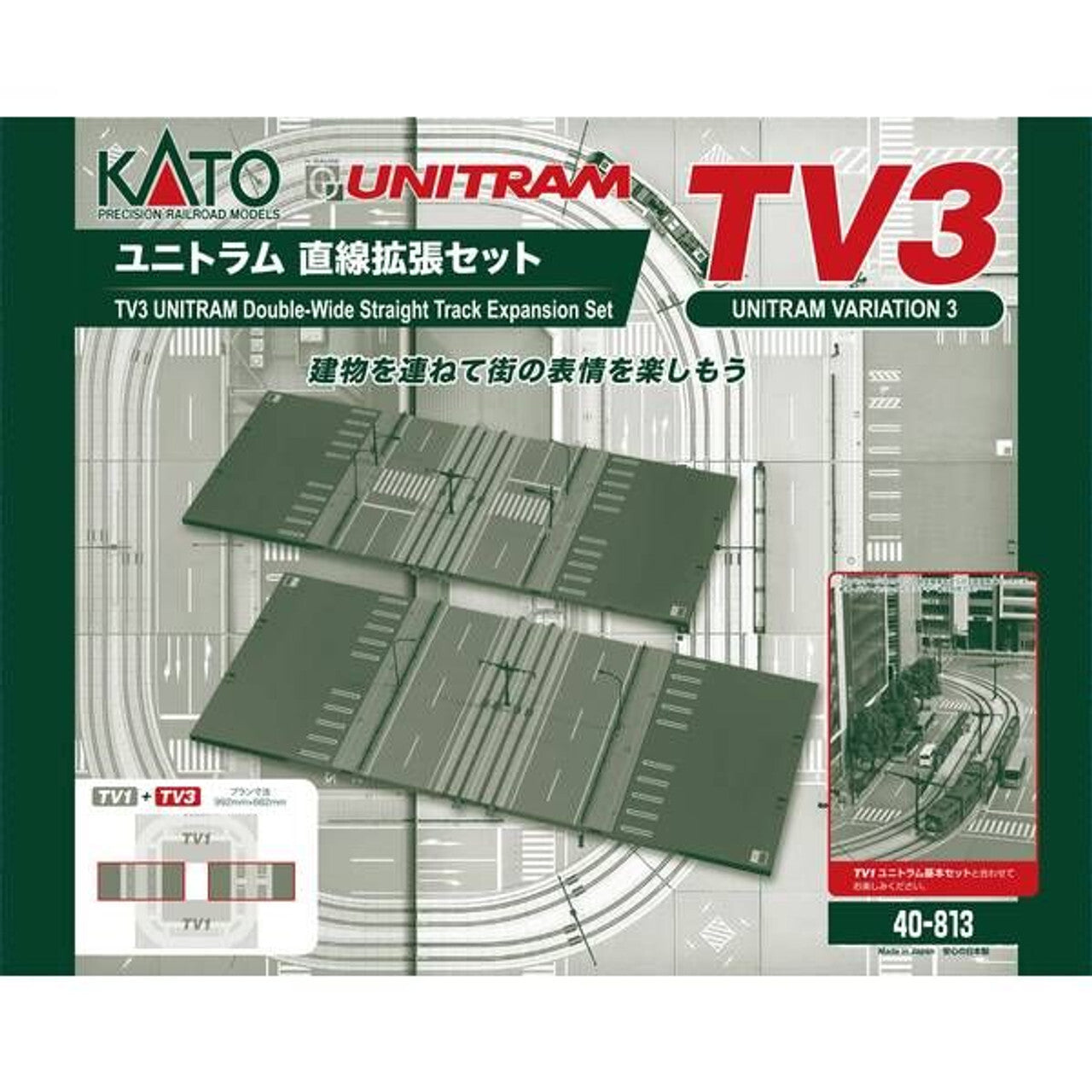 KATO TV3 UNITRAM Double Wide Straight Track Expansion Set