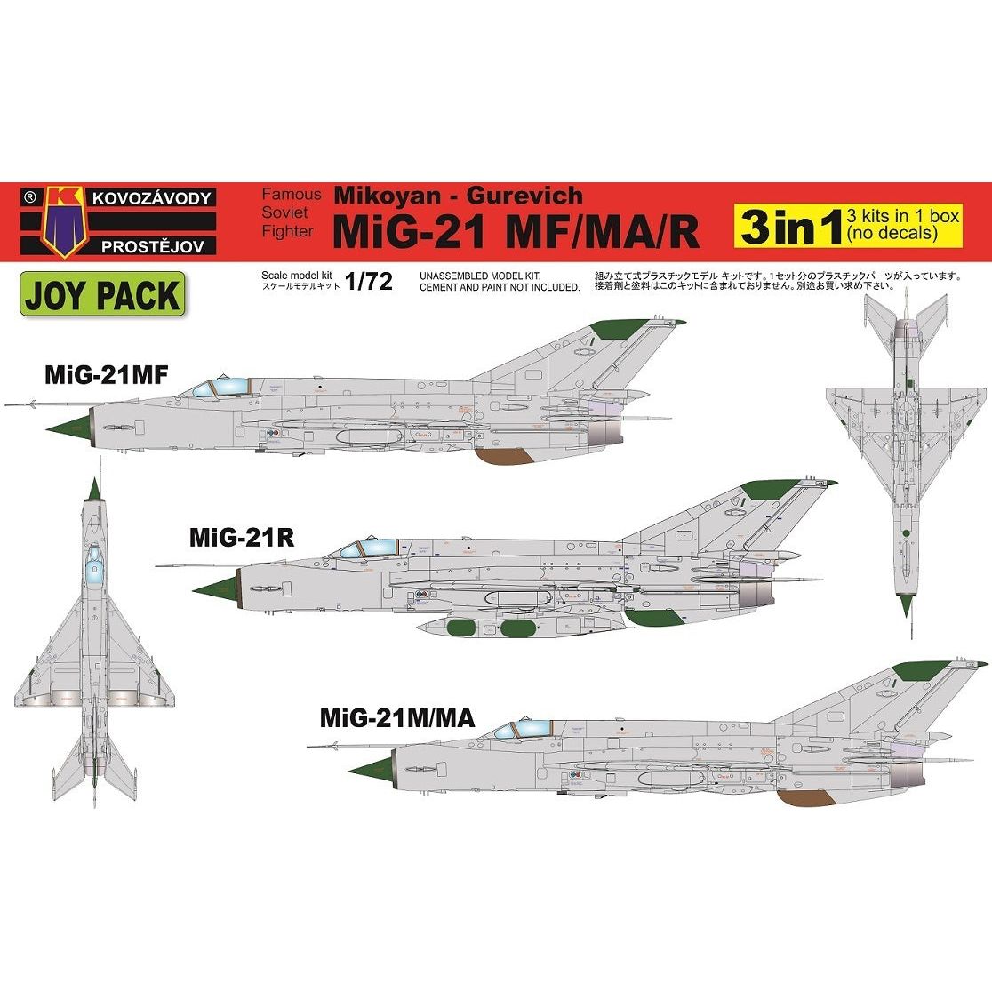 Kovozavody 1/72 MiG-21MF/MA/R JOYPACK Plastic Model Kit